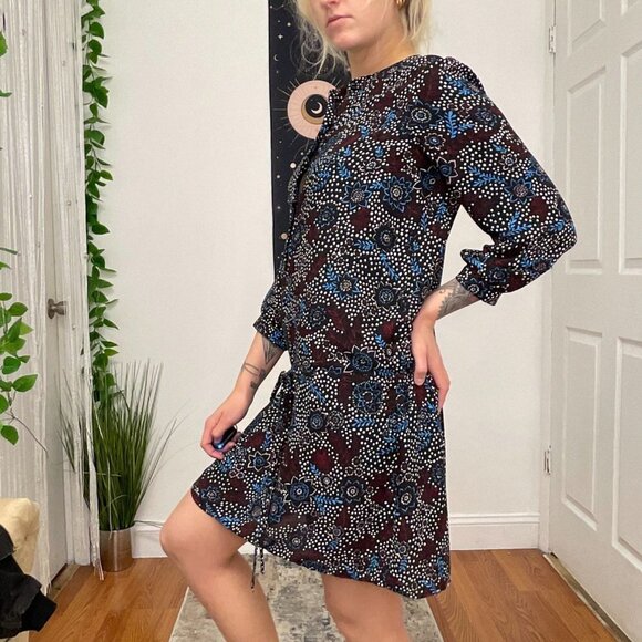 Rebecca Minkoff Knee Length Shirt Dress 3/4 Sleeve Size S Brown/Blue - Picture 5 of 7